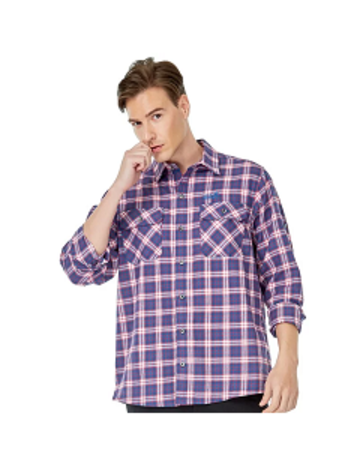 男 經典格紋長袖排汗襯衫 『藍格紋』產品圖