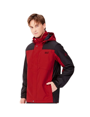 男 帥氣防風防潑水保暖外套 (蓄熱鋪棉) 衝鋒衣『紅黑』產品圖