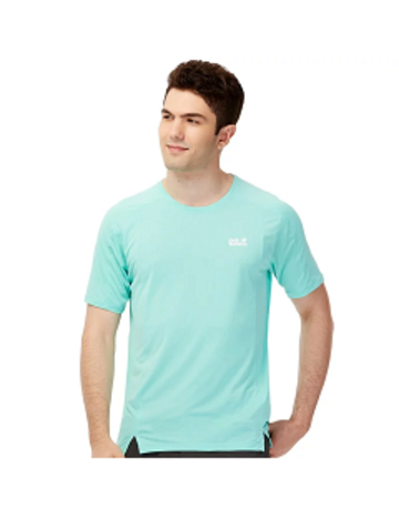 男 剪接設計涼感花紗排汗衣 T恤『湖綠』產品圖