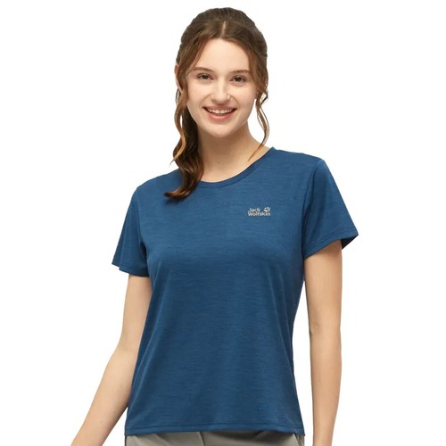 女 圓領短袖排汗衣 素T恤『深藍』  |產品專區|飛狼特價商品