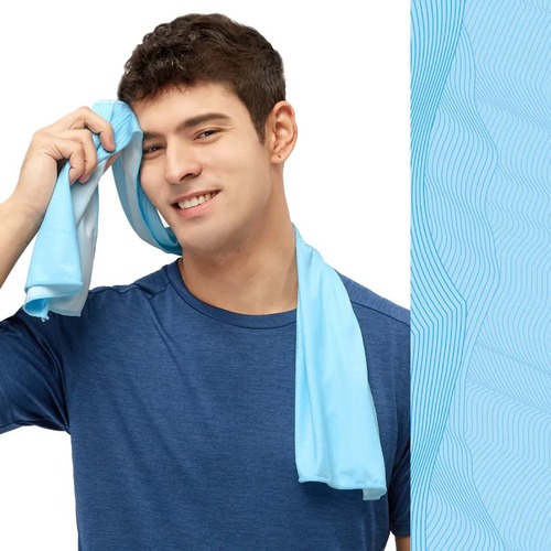時尚印花親膚涼感巾 降溫運動巾 『水波藍』  |產品專區|飛狼特價商品