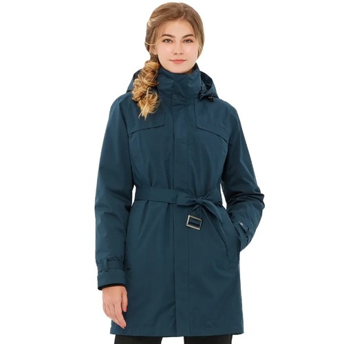 女 Air Wolf 保暖兩件式防風防水透氣羽絨外套 長版修身 衝鋒衣 『深黛藍』產品圖