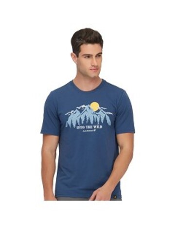 男 靜謐山林排汗衣 涼感棉短袖T恤『深藍』產品圖