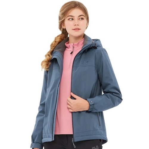 女 Air Wolf 俐落輕量 防風防水保暖外套 內刷毛衝鋒衣『迷霧藍』  |產品專區|飛狼特價商品