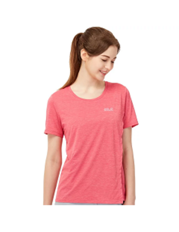 女 雙層剪裁涼感花紗排汗衣 T恤『茜紅』產品圖