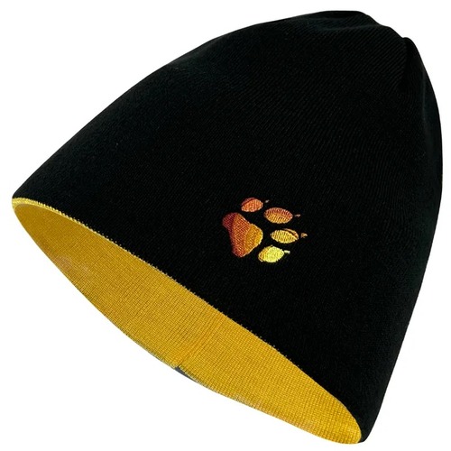 小狼爪LOGO條紋針織保暖帽 雙面戴毛帽『黑配黃』  |產品專區|飛狼特價商品