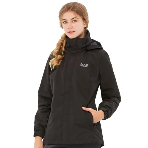 女 經典款防風防潑水保暖外套 內刷毛衝鋒衣『黑』產品圖