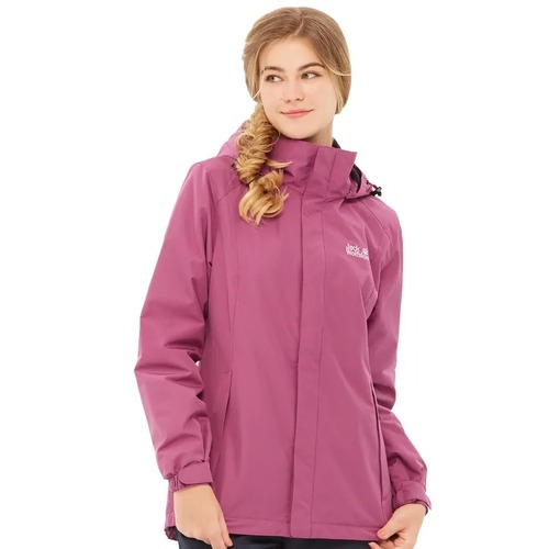 女 經典款防風防潑水保暖外套 內刷毛衝鋒衣『紫紅』產品圖