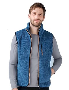 男 羊毛刷毛保暖背心『藍色』產品圖