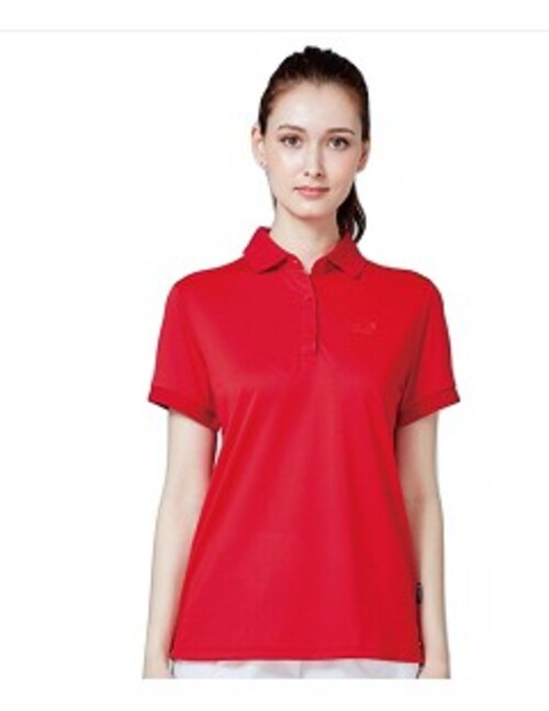 女 短袖排汗Polo衫 修身長版『紅色』