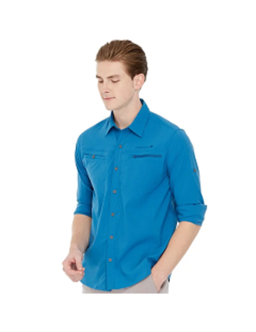 男  透氣抗UV長袖襯衫『藍』