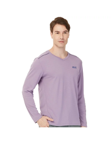 男 V領長袖排汗衣 T恤 (膠原蛋白紗) 『紫』產品圖