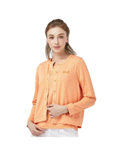 女 防曬外套 長袖開襟罩衫 (膠原蛋白紗)『粉橘』產品圖