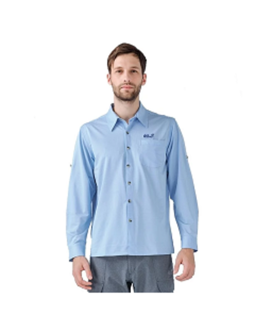 男 彈性長袖排汗襯衫『淺藍』產品圖