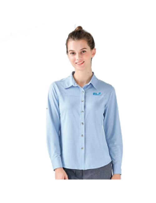 女 彈性長袖排汗襯衫『淺藍』產品圖