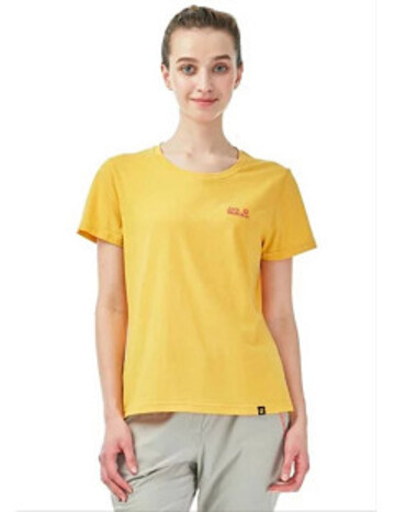 女 涼感棉T恤 圓領短袖排汗衣『黃色』