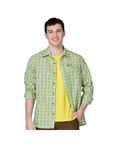 男 抗UV長袖格紋襯衫『綠格紋』產品圖