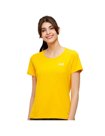 女 涼感圓領短袖排汗衣 素T恤『黃』產品圖