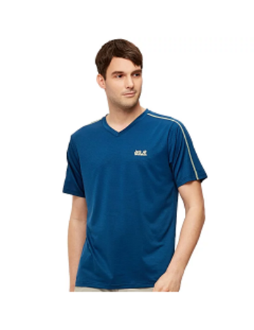 男 V領銀離子抗菌排汗衣 T恤『深藍』產品圖