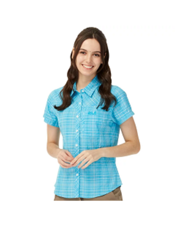 女 防蚊抗UV排汗短袖襯衫『水藍』