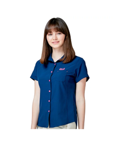 女 抗UV短袖排汗襯衫『深藍』產品圖