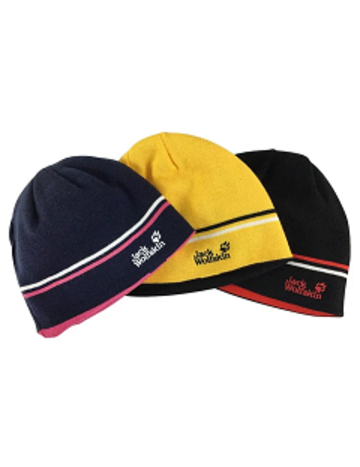 LOGO條紋針織保暖帽 雙面戴毛帽『深藍配粉』『黃配黑』『黑配紅』產品圖