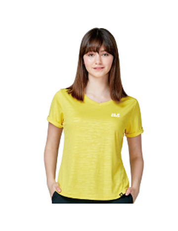 女 V領短袖排汗衣 T桖『黃色』產品圖