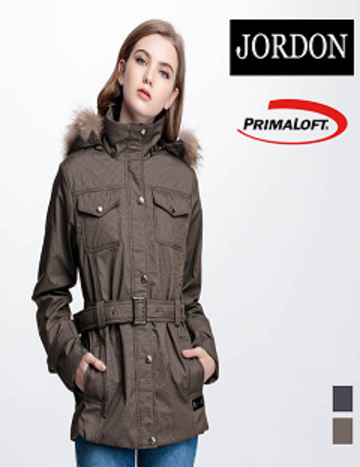 [JORDON]女款 PrimaLoft 防撥水/保暖/科技棉 軍裝版外套『淺咖』