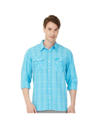 男 防蚊抗UV排汗長袖襯衫『水藍』