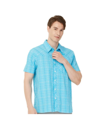 男 防蚊抗UV排汗短袖襯衫『水藍』
