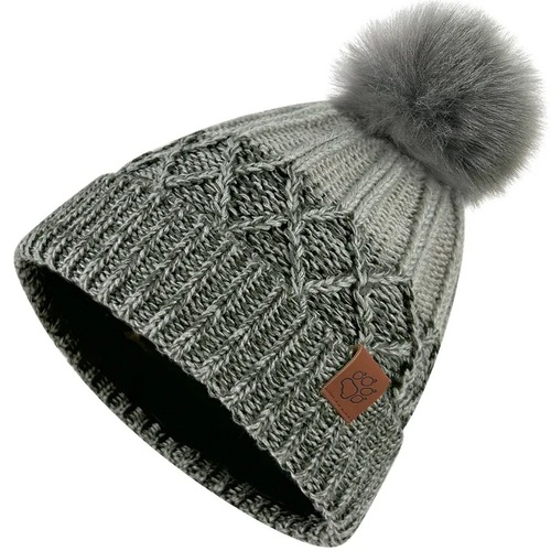 毛球漸層針織紋內刷毛保暖帽 毛帽『黑灰』產品圖