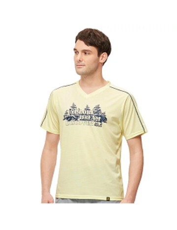 男 V領銀離子抗菌排汗衣 T恤『鵝黃』產品圖