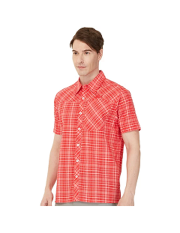 男 防蚊抗UV排汗短袖襯衫『紅』 