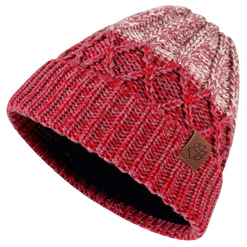 漸層立體針織紋內刷毛保暖帽 毛帽『紅粉』產品圖