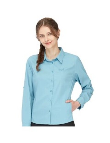 女 純植萃防蚊 抗UV透氣長袖襯衫『青碧』產品圖