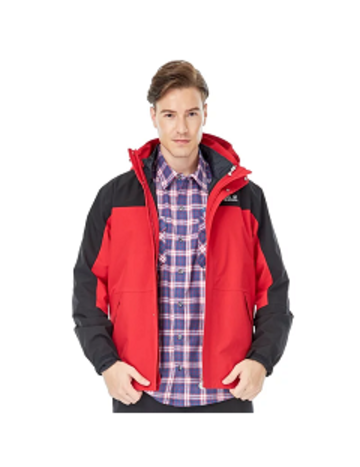 男 SympaTex 3L 2件式防風防水保暖外套『紅/黑』  |材質介紹|Sympatex®
