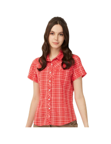 女 防蚊抗UV排汗短袖襯衫『紅』 