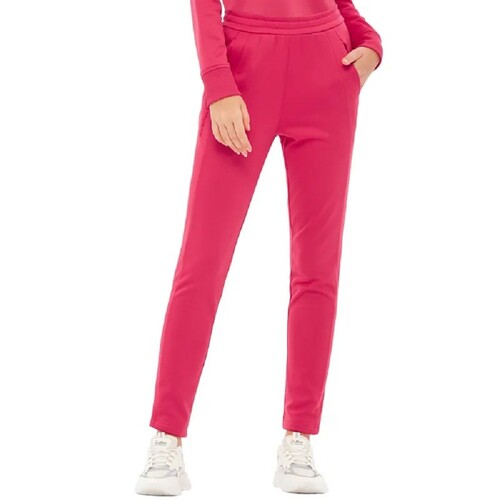 女 石墨烯厚刷毛保暖 彈性休閒運動褲 修身九分鉛筆褲『莓果紅』產品圖