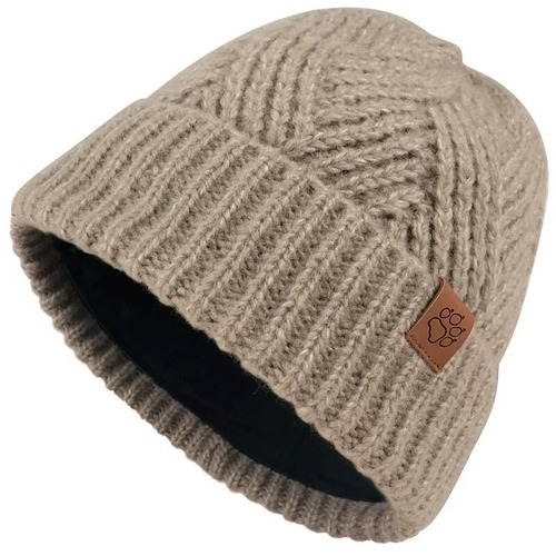 交叉針織紋內刷毛保暖帽 羊毛帽『棕』產品圖