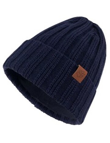 直紋針織內刷毛保暖帽 毛帽『夜藍』產品圖