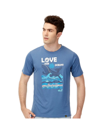 男 戀夏鯨魚銀離子抗菌排汗衣 T恤『藍色』產品圖