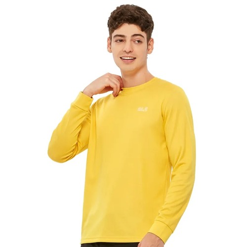 男 銀離子抗菌長袖排汗衣 LOGO印花T恤『琥珀黃』產品圖