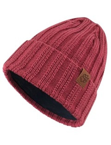 直紋針織內刷毛保暖帽 毛帽『莓紅』 