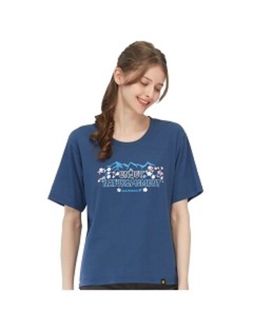 女 花卉山林排汗衣 涼感棉短袖T恤『深藍』產品圖