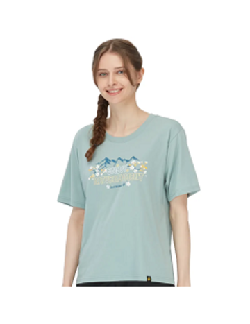 女 花卉山林排汗衣 涼感棉短袖T恤『湖水綠』產品圖